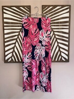 Tommy Bahama maxi skirt Navy & Pink Tropical Print medium